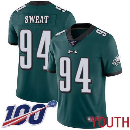 Youth Philadelphia Eagles #94 Josh Sweat Midnight Green Team Color Vapor Untouchable NFL Jersey Limited Player 100th